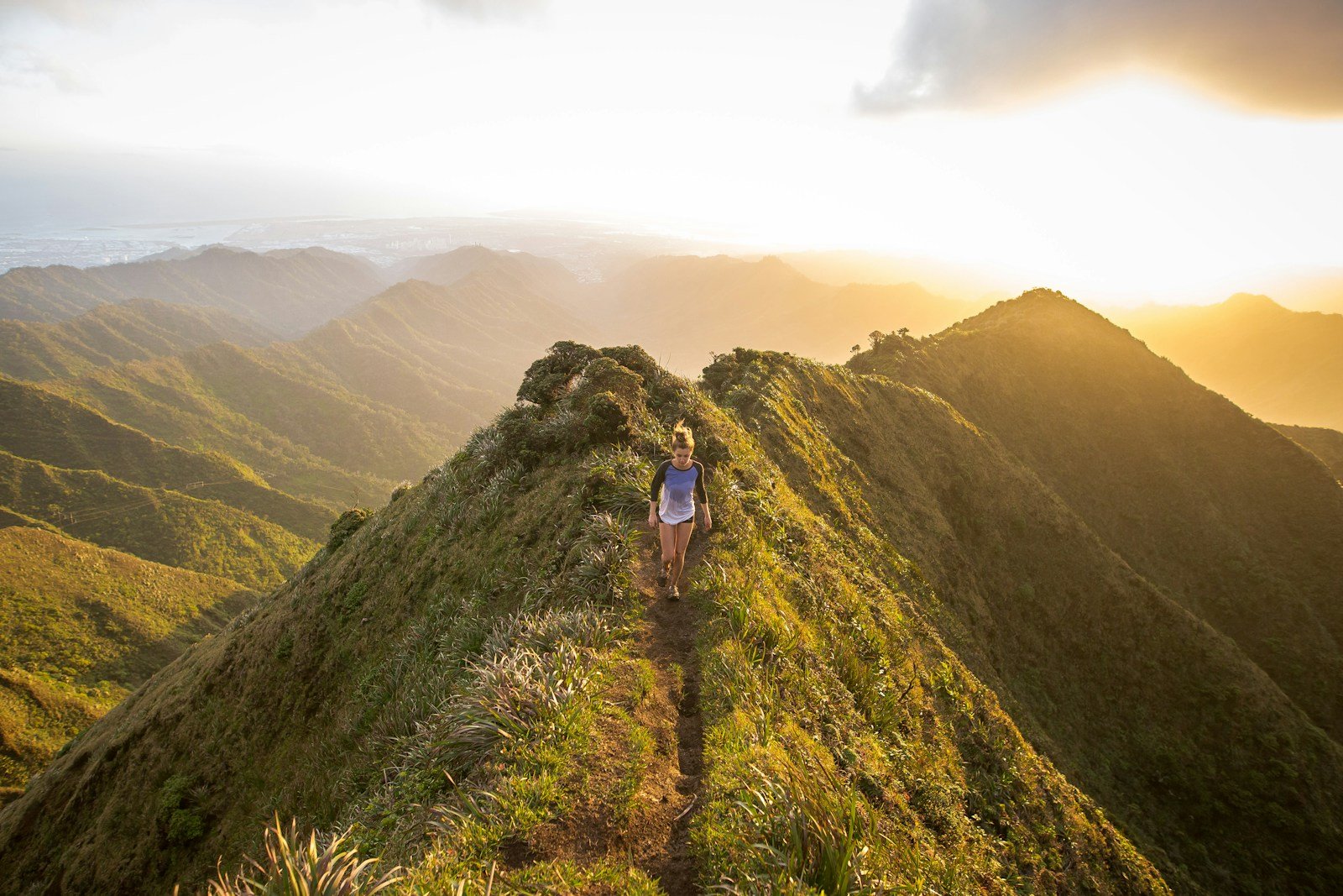 Mountain sunrise above a scenic ridge